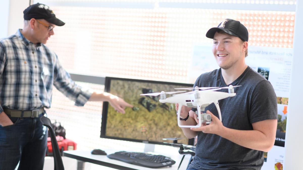 Lab technicians  prepare Unmanned Aerial Vehicle 